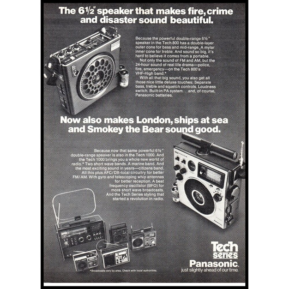 1976 Panasonic Tech Series 800 Radio Vintage Print Ad 70s Audiophile Wall Art